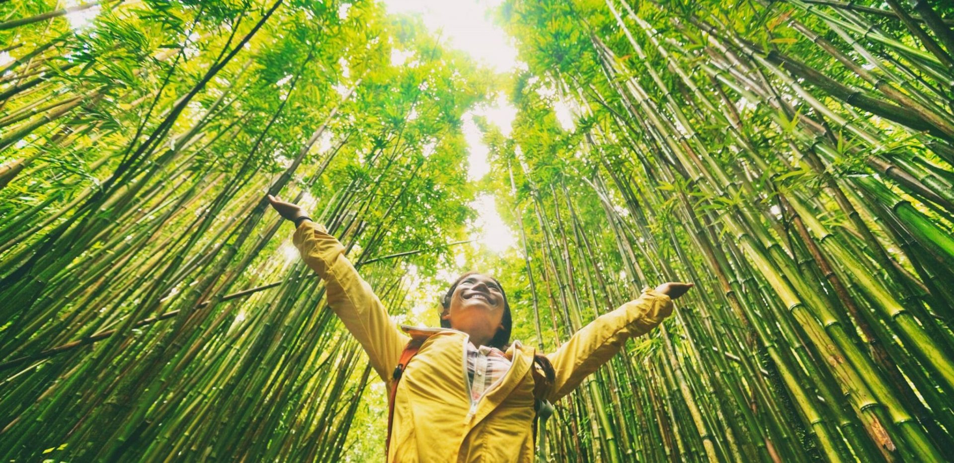 Sustainable,Eco Friendly,Travel,Tourist,Hiker,Walking,In,Natural,Bamboo,Forest